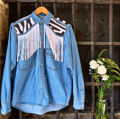 Camisa Vaquera Cebra Flecos